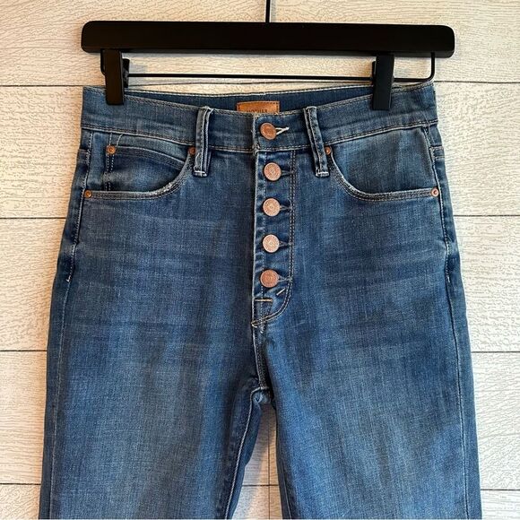 MOTHER The Insider Ankle Fray Button Fly Jeans Beyond the sky Size 26 - Picture 5 of 13